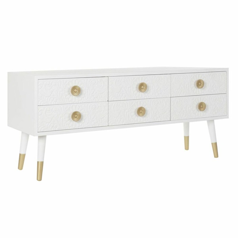 Meubles de télévision DKD Home Decor Blanc Doré Sapin Bois MDF 120 x 42 x 54 cm