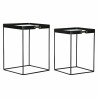 Set de 2 Tables Gigognes DKD Home Decor Verre Noir Doré Métal (42 x 42 x 56 cm) (2 pcs)