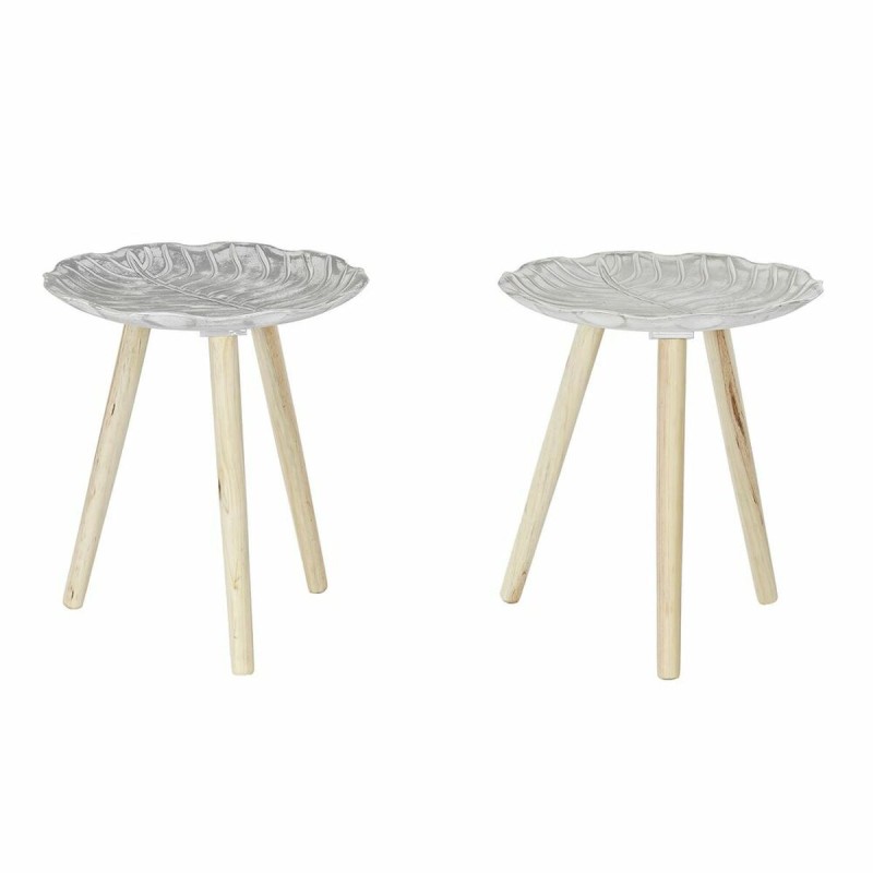 Table d'appoint DKD Home Decor Blanc Beige Bois Sapin Bois MDF 40 x 40 x 45 cm  (2 Unités)