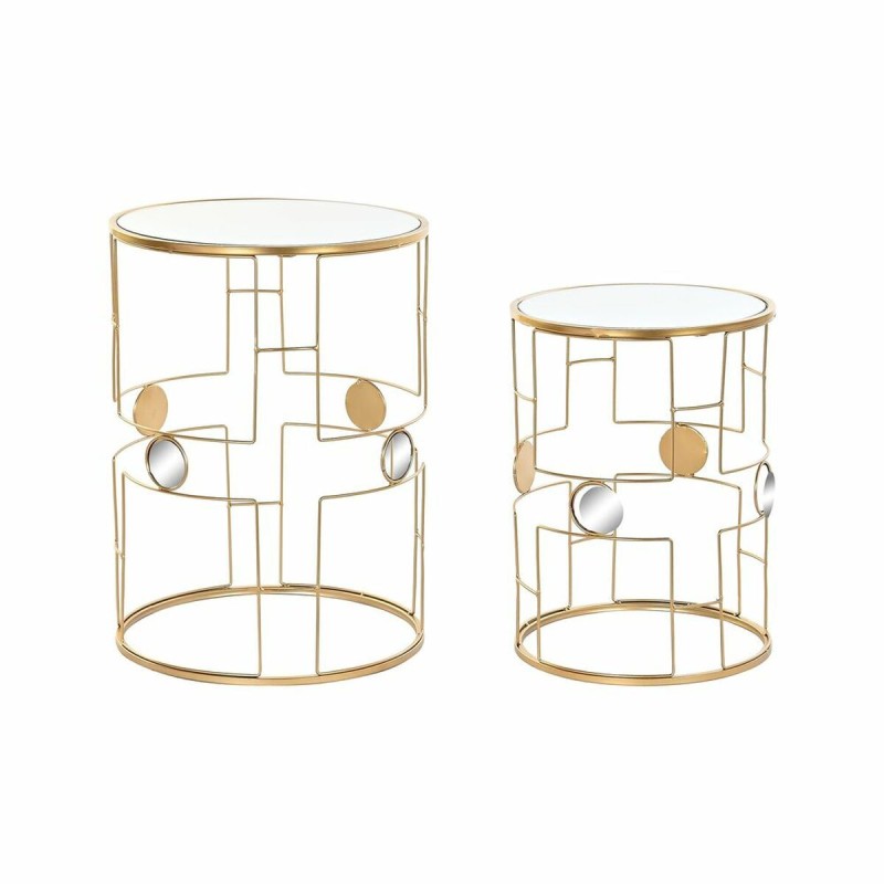 Set de 2 Tables Gigognes DKD Home Decor Miroir Doré Métal (40 x 40 x 54,5 cm) (2 pcs)