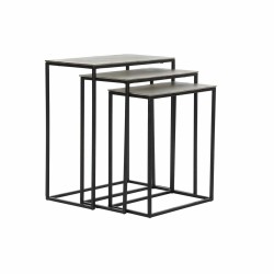 Set de 3 Tables Gigognes DKD Home Decor Argenté Noir Métal Aluminium Moderne (50,5 x 28,5 x 59 cm) (1) (3 pcs) (3 Unités)