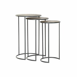 Set de 3 Tables Gigognes DKD Home Decor Noir Naturel Métal Sapin 40 x 40 x 66 cm