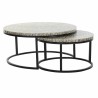 Set de 2 Tables Gigognes DKD Home Decor 80 x 80 x 44 cm Gris Beige Nacre noire Fer