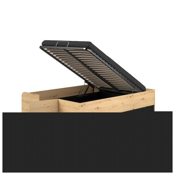 ODYSSEE Lit adulte - 140x200 cm - Avec coffre relevable - Décor chene