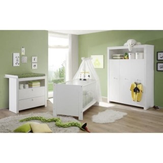 Chambre bébé Trio : Lit 70 x 140 cm + Commode a langer + Armoire OLI