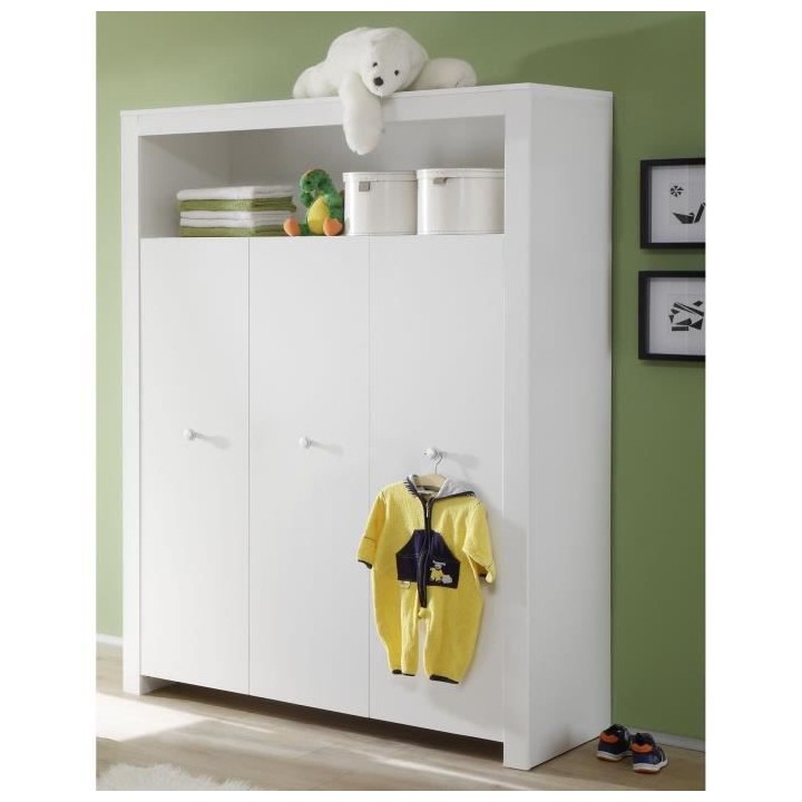 Chambre bébé Trio : Lit 70 x 140 cm + Commode a langer + Armoire OLI