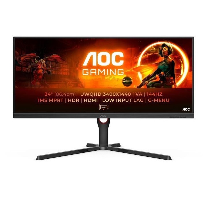 Ecran PC - AOC - U34G3XM/EU - 34 VA UWQHD 1ms 144Hz HDMI DisplayPort P