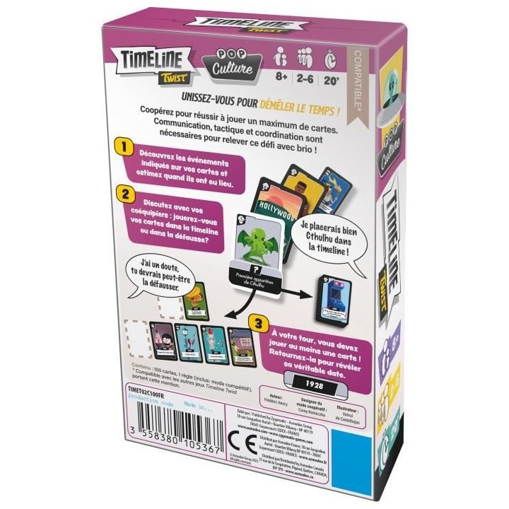 Timeline Twist Pop Culture|Asmodee - Jeu de cartes coopératif - 2 a 6