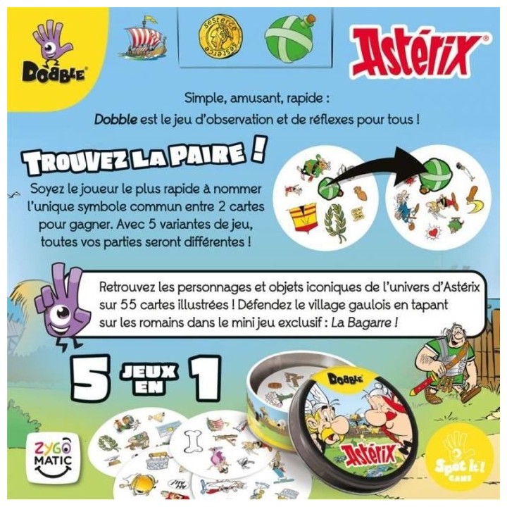 Dobble Asterix|Zygomatic - Jeu de société - 5 variantes de jeu - 6 a