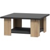 Table basse PILVI 2 Plateaux - Style contemporain - Particules mélaminé - Décor Chene et noir - L 67 x P 67 x H 31 cm