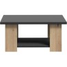 Table basse PILVI 2 Plateaux - Style contemporain - Particules mélaminé - Décor Chene et noir - L 67 x P 67 x H 31 cm