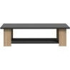 Table basse PILVI 2 Plateaux - Style contemporain - Particules mélaminé - Décor Chene et noir - L 110 x P 60 x H 31 cm