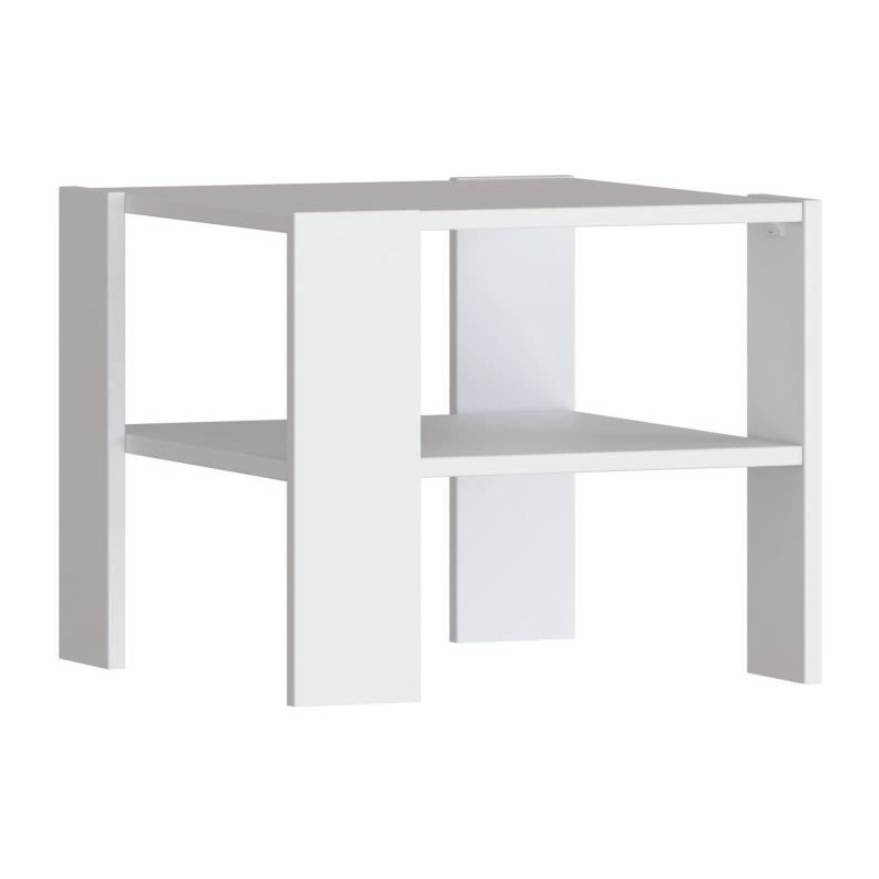 Table basse PILVI 2 Plateaux - Style contemporain - Particules mélaminé - Décor Blanc - L 55 x P 55 x H 45 cm