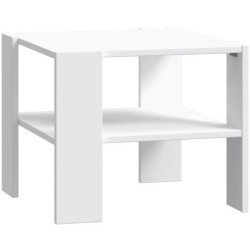 Table basse PILVI 2 Plateaux - Style contemporain - Particules mélaminé - Décor Blanc - L 55 x P 55 x H 45 cm