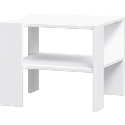 Table basse PILVI 2 Plateaux - Style contemporain - Particules mélaminé - Décor Blanc - L 55 x P 55 x H 45 cm