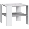 Table basse PILVI 2 Plateaux - Style contemporain - Particules mélaminé - Décor Blanc et béton clair - L 55 x P 55 x H 45 cm