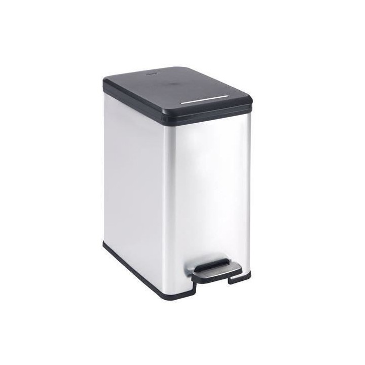 CURVER Poubelle a pédale 25L Slim aspect métal