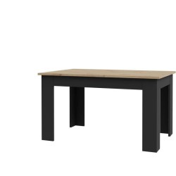 Table a manger PILVI - Style contemporain - Particules mélaminé - Décor Chene et noir - 4/6 personnes - L 140 x P 77 x H 90 c