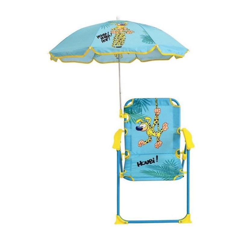 MARSUPILAMI Chaise pliante avec parasol ± chaise 53 x 39 x 39 cm, parasol ø 65 cm pour enfant