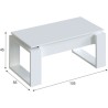 Table basse relevable - Mélaminé blanc - L 105 x P 55 x H 45 cm NOVA