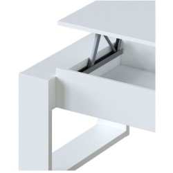 Table basse relevable - Mélaminé blanc - L 105 x P 55 x H 45 cm NOVA