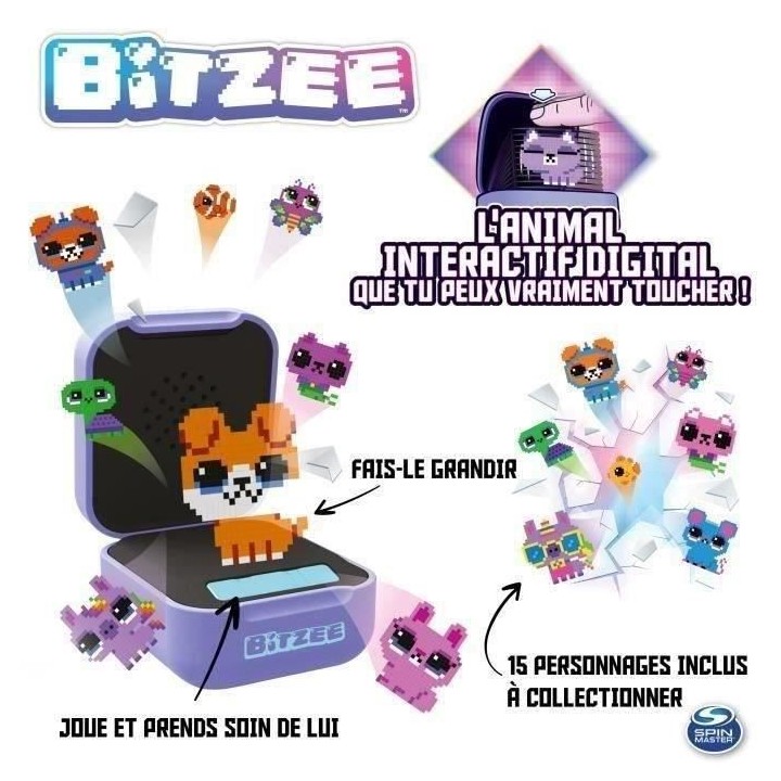 BITZEE - Mon animal interactif 3D - Boîtier Electronique avec 15 Comp