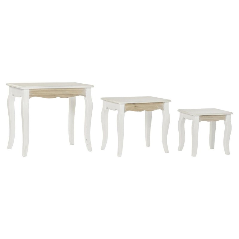 Jeu de 3 tables DKD Home Decor Blanc Naturel Bois Bois MDF 53 x 35 x 47 cm