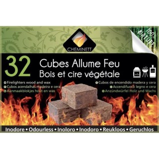 CHEMINETT Allume feu cubes Bois et cire 100% d'origine végétale FSC