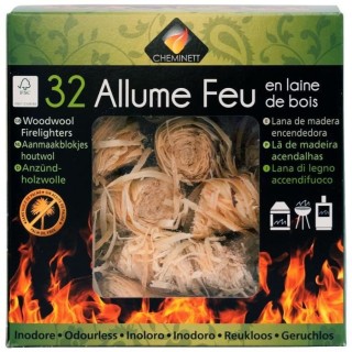 CHEMINETT Allume feu - pelotes rouleaux laine de bois 100% végétale