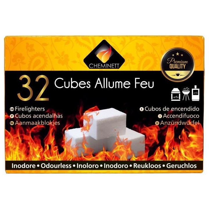 CHEMINETT Allume feu cubes blancs paraffine sans odeur désagréable -