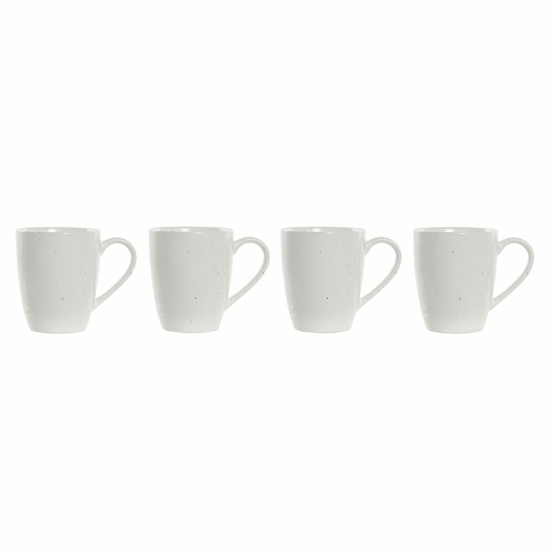 Ensemble de 4 mugs DKD Home Decor Naturel Bois d'hévéa Blanc 300 ml Grès