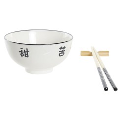 Set de sushi DKD Home Decor Bambou Grès Blanc Noir Blanc/Noir Oriental 30 x 21 x 3 cm (6 Pièces)