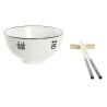 Set de sushi DKD Home Decor Bambou Grès Blanc Noir Blanc/Noir Oriental 30 x 21 x 3 cm (6 Pièces)