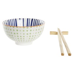 Set de sushi DKD Home Decor Blanc Bambou Grès Oriental 30 x 21 x 7 cm (6 Pièces)