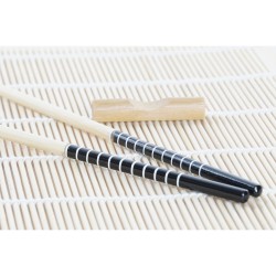 Set de sushi DKD Home Decor 14,5 x 14,5 x 31 cm Noir Blanc Grès Oriental (16 Pièces)