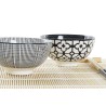 Set de sushi DKD Home Decor 14,5 x 14,5 x 31 cm Noir Blanc Grès Oriental (16 Pièces)