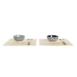 Set de sushi DKD Home Decor 14,5 x 14,5 x 31 cm Noir Blanc Grès Oriental (16 Pièces)