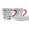 Ensemble de tasses à café DKD Home Decor Métal Multicouleur Grès 130 ml