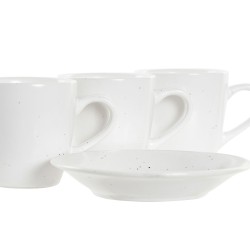 Ensemble de tasses à café DKD Home Decor Naturel Bois d'hévéa Blanc Grès 90 ml