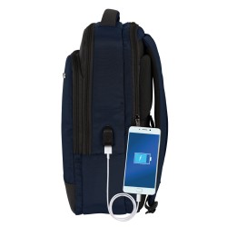 Sac à Dos pour Portable et Tablette avec Sortie USB Safta Business Bleu foncé (29 x 44 x 15 cm)