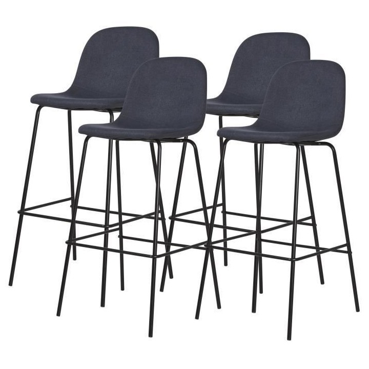 Lot de 4 tabourets de bar - Tissu gris anthracite - L 41 x P 41 x H 75