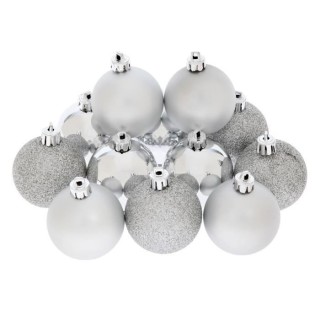 Kit de 12 boules de noël argenté 6 cm