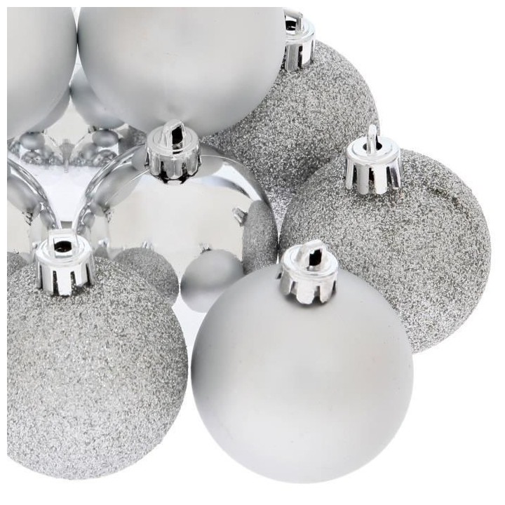 Kit de 12 boules de noël argenté 6 cm