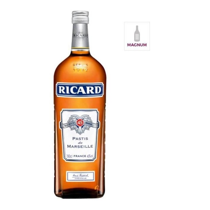 Ricard - Pastis de Marseille - Apéritif anisé - France - 45%vol - 15