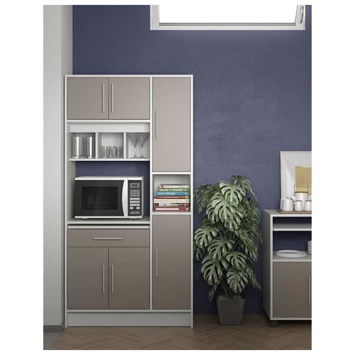 PEPPER Buffet de cuisine - 6 portes + 1 tiroir + 4 niches - L 91 x P 4