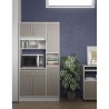 PEPPER Buffet de cuisine - 6 portes + 1 tiroir + 4 niches - L 91 x P 40 x H 180 cm - Taupe mat - SYMBIOSIS