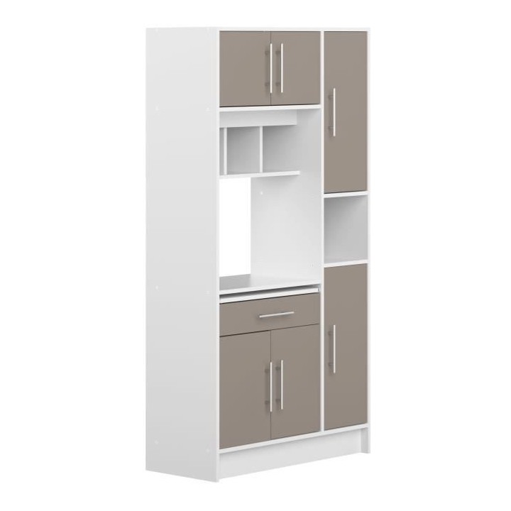 PEPPER Buffet de cuisine - 6 portes + 1 tiroir + 4 niches - L 91 x P 4