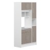 PEPPER Buffet de cuisine - 6 portes + 1 tiroir + 4 niches - L 91 x P 40 x H 180 cm - Taupe mat - SYMBIOSIS