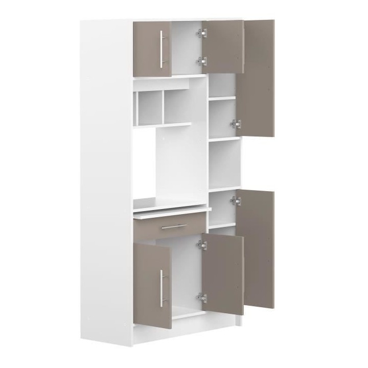 PEPPER Buffet de cuisine - 6 portes + 1 tiroir + 4 niches - L 91 x P 4