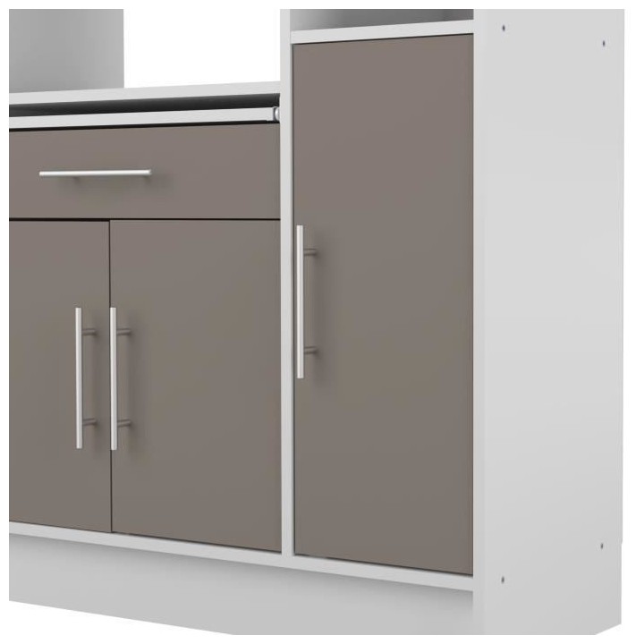 PEPPER Buffet de cuisine - 6 portes + 1 tiroir + 4 niches - L 91 x P 4